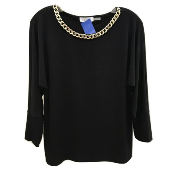 Calvin Klein Black Chain Blouse - Picture 1 of 2